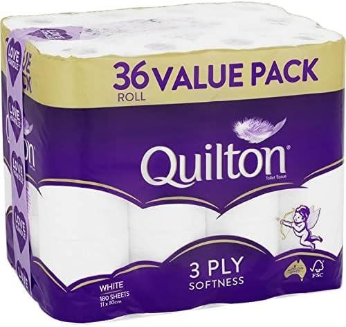 51aIjKOdpSL._AC_ Quilton Toilet Paper 36pk 3ply 180 Sheets - Image 1
