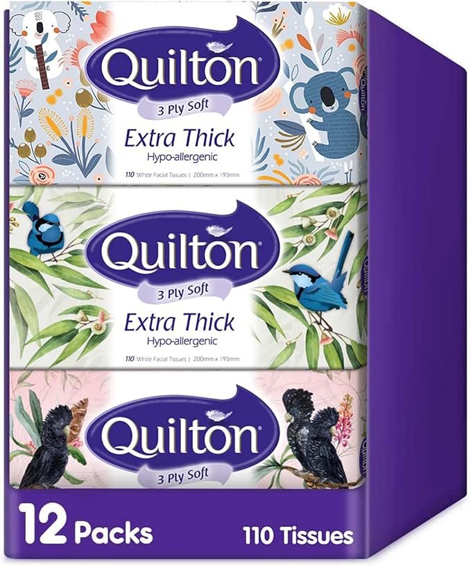71gH3jhQo+L._AC_SX679_ Quilton 3-Ply Extra Thick Hypo-Allergenic Facial Tissue 12 boxes - Image 1